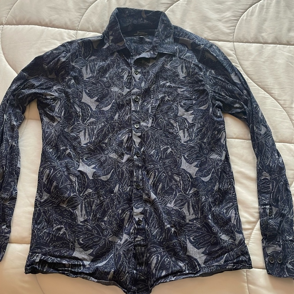 Mark Anthony Leaf Pattern Slim Fit Button Down Shirt